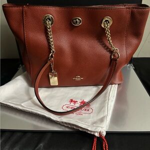 Coach Rich Saddle Brown Leather Tote Bag - Like New